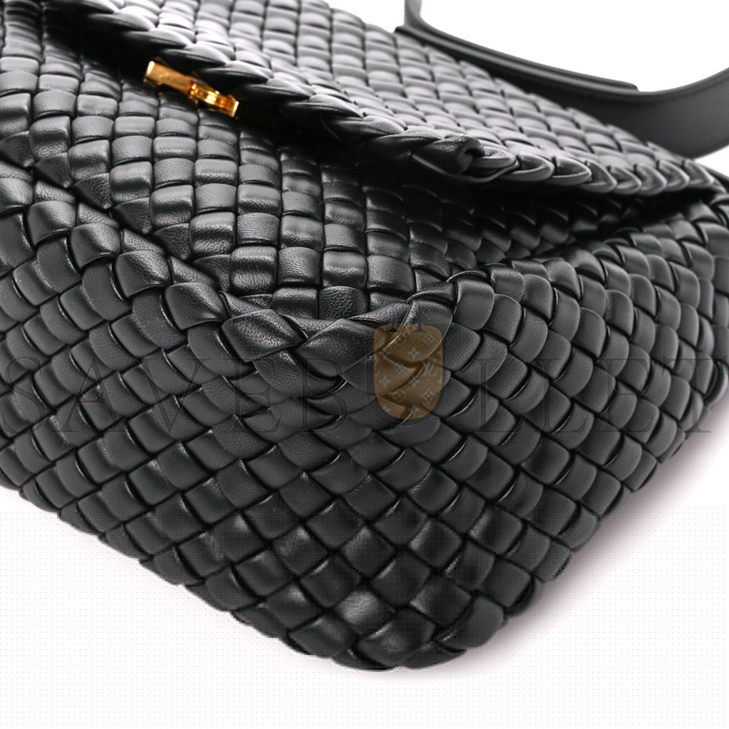 bo*te*ga Ve*ne*ta nappa intrecciato small cobble shoulder bag black (26*21*9cm)